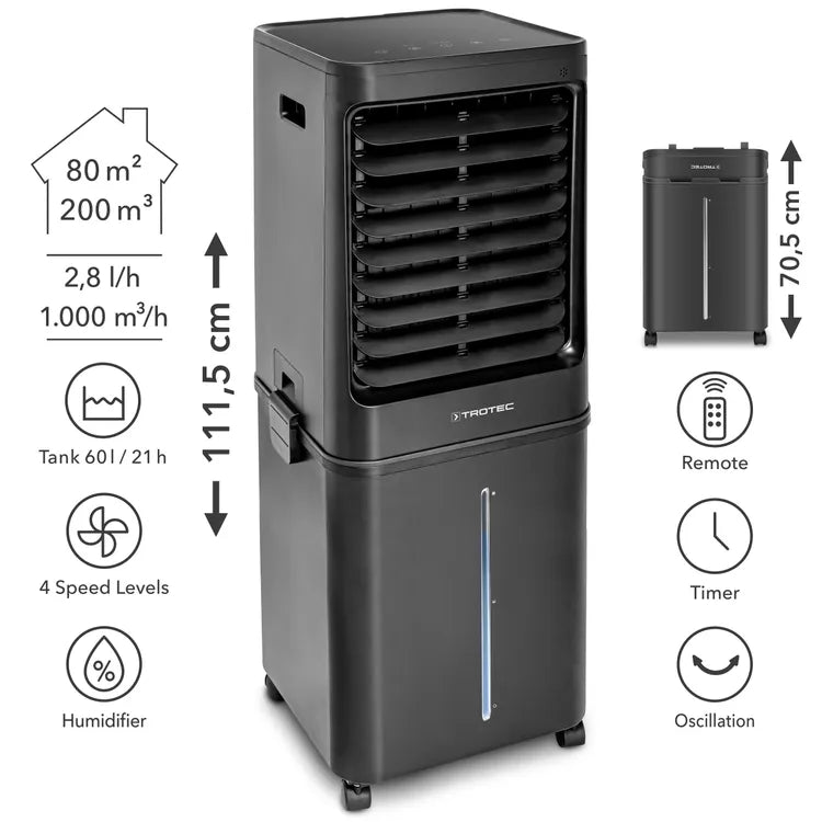 Rafraîchisseur d'air, ventilateur et humidificateur PAE 80